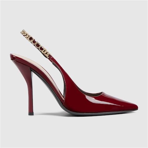 gucci tile patent leather pump|Gucci slingback pumps.